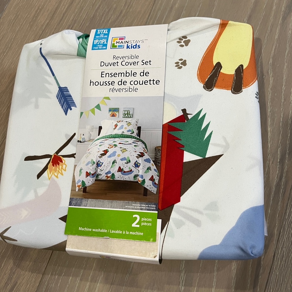 Mainstay. Camping themed duvet cover set. For twin/extra large twin. NWT